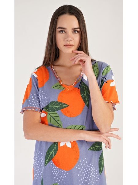 Dámská noční košile s krátkým rukávem Pomeranče - oranžová