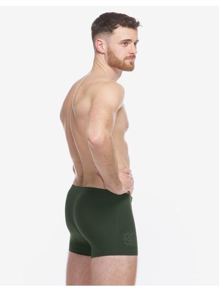 Pánské boxerky kratší nohavička, šité, s potiskem 73135 - lahvová šedobéžová