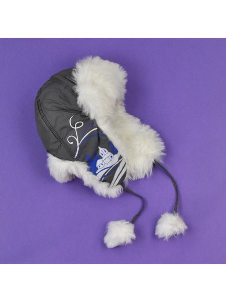 Trendy šedá ušanka s kožíškem