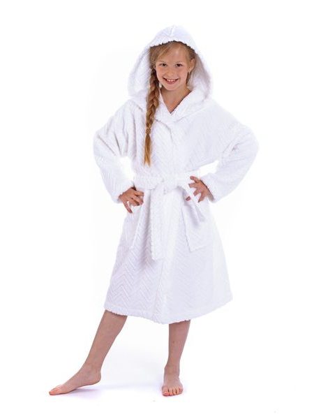 Dětský luxusní župan Athena s kapucí bílá