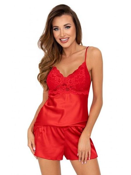 Luxusní saténové pyžamo Colette červené