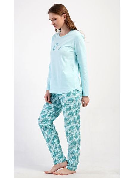 Dámské pyžamo dlouhé Denisa - mentolová