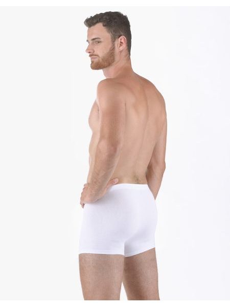 Pánské boxerky kratší nohavička, šité, jednobarevné Eco Bamboo 73125 - bílá