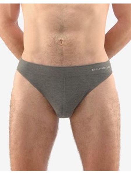 Pánské slipy s úzkým bokem, úzký bok, bezešvé, jednobarevné Eco Bamboo 50004P - šedá bílá