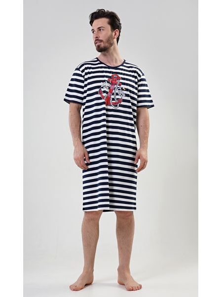 Pánská noční košile s krátkým rukávem Kotva - tmavě modrá