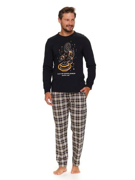 Pánské pyžamo Cosmo černé s kosmonautem