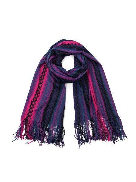 Dámská vzorovaná fialovorůžová šála