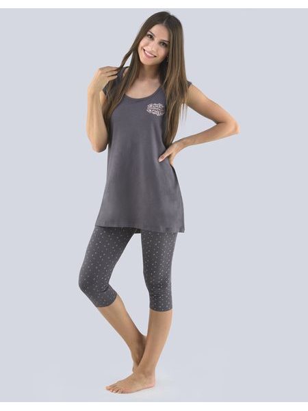 Dámské 3/4 pyžamo 19078P - tm. šedá pleťová