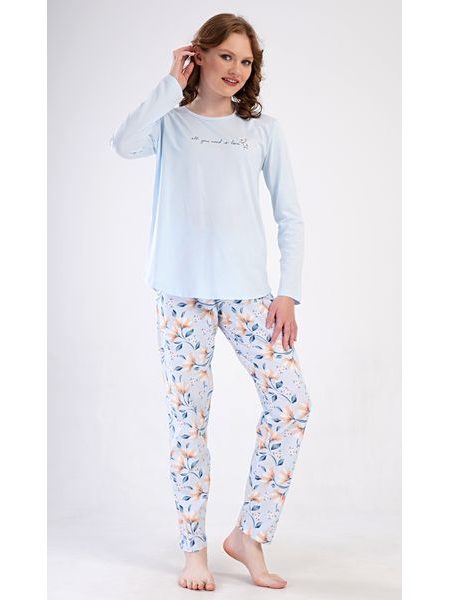 Dámské pyžamo dlouhé Karolína - světle modrá