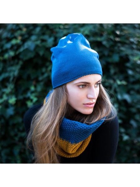 Sada nákrčník a čepice Double zelenočervená