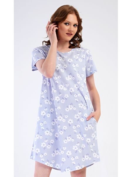 Dámské domácí šaty s krátkým rukávem Nature lover - světle modrá