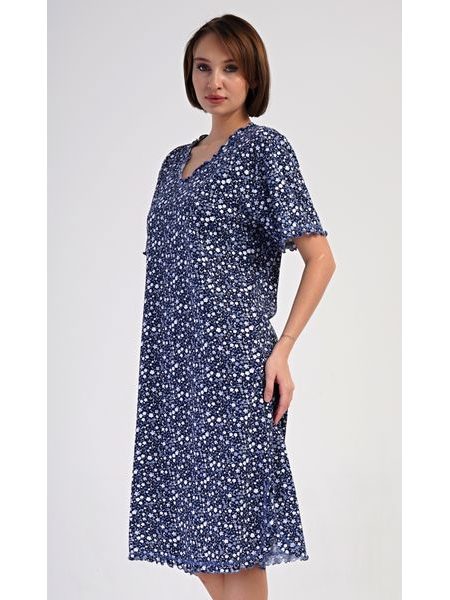 Dámská noční košile s krátkým rukávem Miriam - tmavě modrá