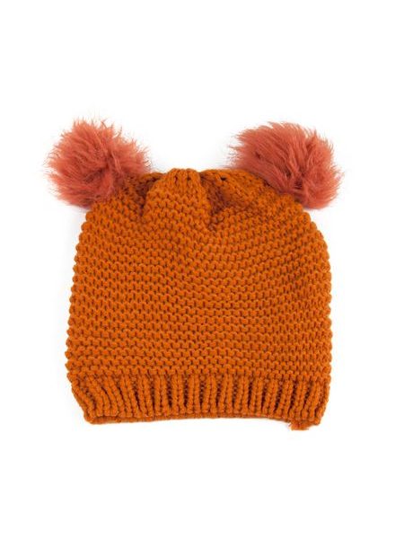 Hezká čepice s dvěma bambulemi oranžová