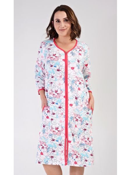 Dámské domácí šaty s tříčtvrtečním rukávem Elen - lososová