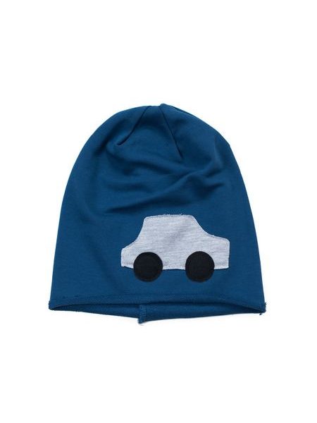 Beanie čepice modrá s autíčkem