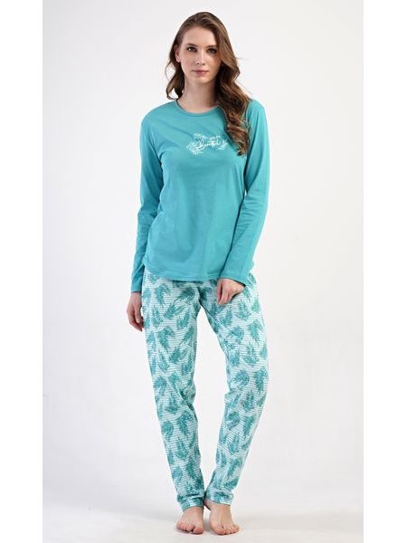 Dámské pyžamo dlouhé Denisa - mentolová