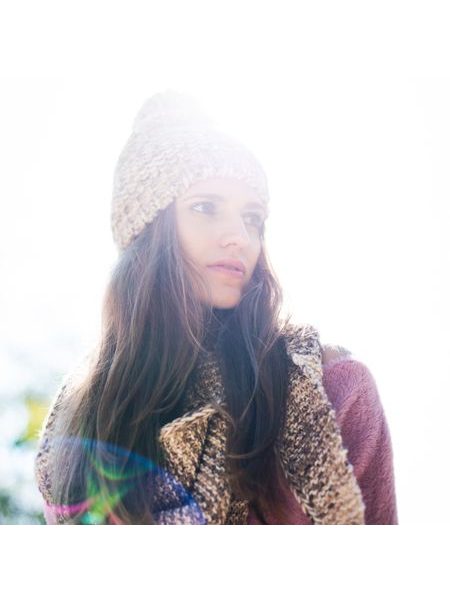 Set pletené čepice se šátkem světle šedá melanž