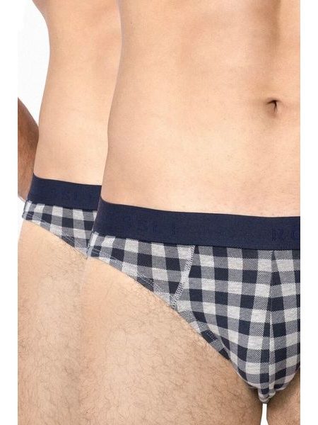 2 pack slipy Ben šedé s káro vzorem