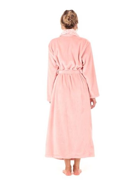 Dámský dlouhý župan se šálovým límcem FLORA světle růžová
