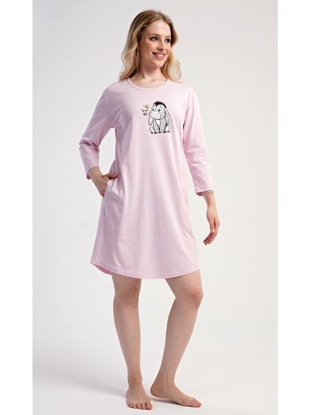 Dámské domácí šaty s tříčtvrtečním rukávem Oslík - světle růžová