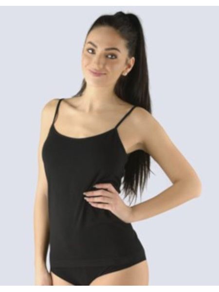 Dámská košilka prodloužená, úzká ramínka, bezešvé, Bamboo Soft 08029P - černá