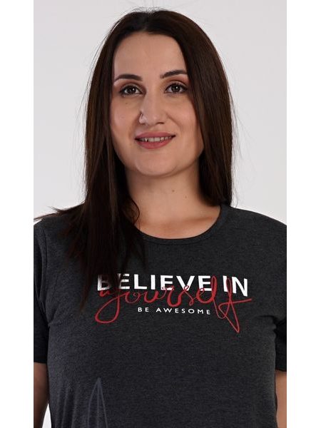 Dámská noční košile s krátkým rukávem Katka - antracitová