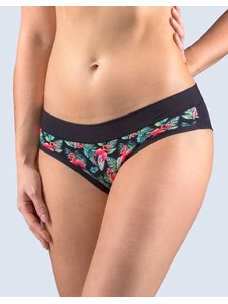 Dámské kalhotky francouzské, šité, bokové, s potiskem Disco Bamboo 2 14149P - černá lahvová