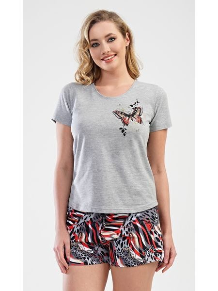 Dámské pyžamo šortky Motýli - šedá