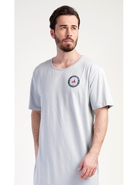 Pánská noční košile s krátkým rukávem Sea - šedá