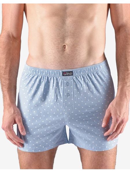 Pánské trenky volné, šité, s potiskem 75184P - pomnenková bílá