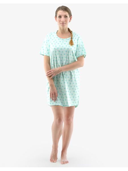 Dámské maxitriko noční košile krátký rukáv19138P - aqua akvamarín