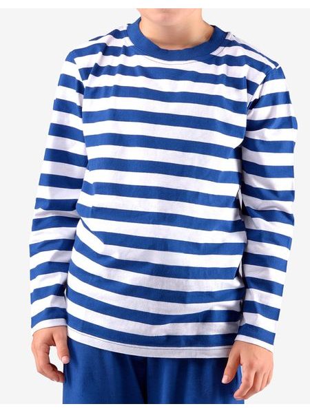 Dětské dlouhé chlapecké pyžamo s pruhovaným tričkem 69005P - lékořice bílá