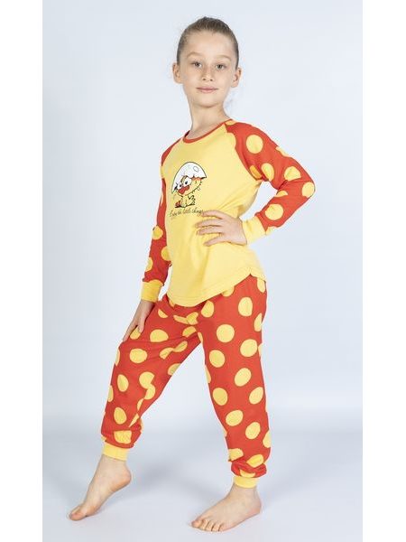 Dětské pyžamo dlouhé Kuře - žlutá