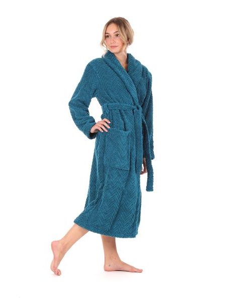 Dámský dlouhý župan se šálovým límcem ATHENA petrolejová