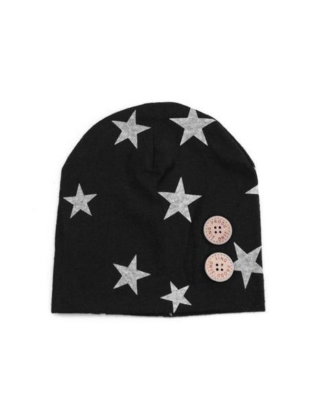 Dívčí čepice s hvězdami černá