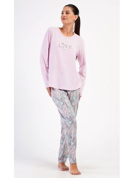 Dámské pyžamo dlouhé Kika - světle růžová