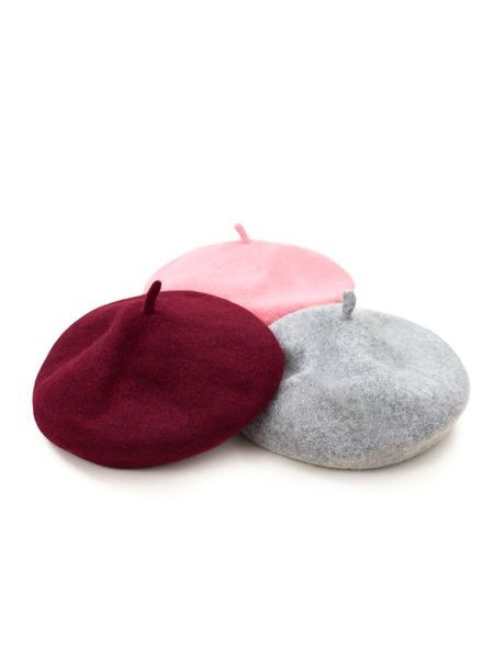 Klasický francouzský baret s anténkou, fialovo-růžový