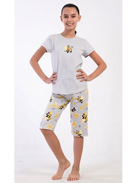 Dětské pyžamo kapri Včelky - šedá