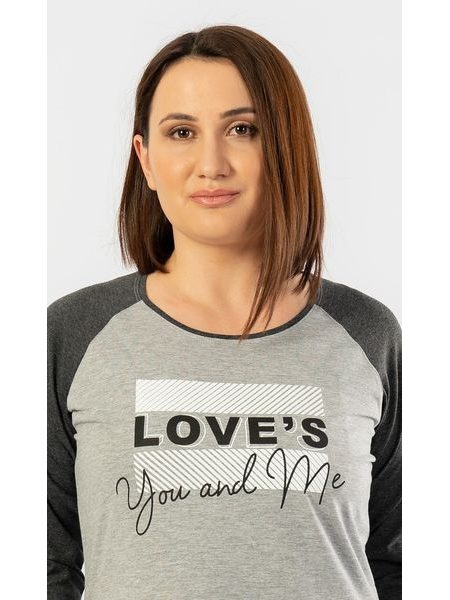 Dámská noční košile s tříčtvrtečním rukávem You and me - šedá
