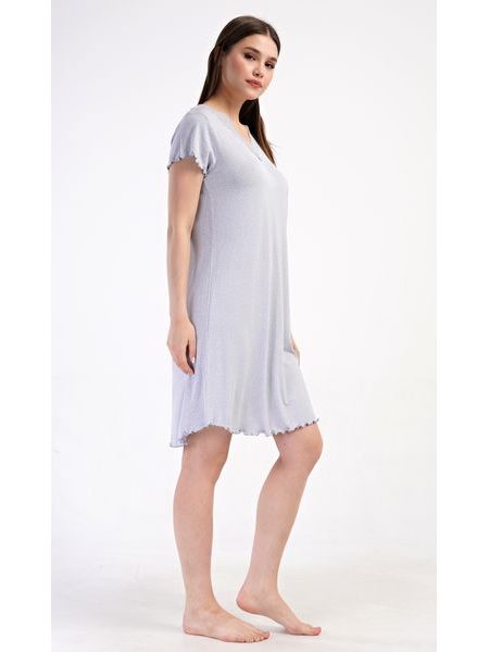 Dámská noční košile s krátkým rukávem Winter - světle šedá