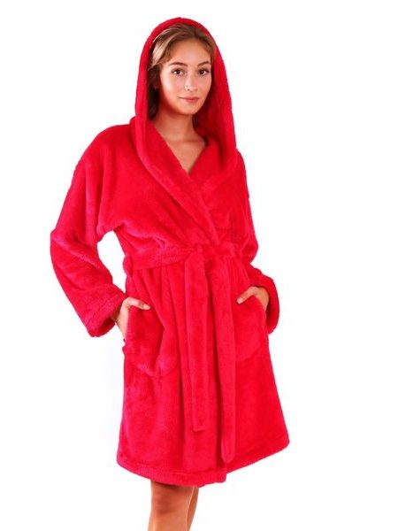 Dámský 3/4 hřejivý župan s kapucí LILLY EXTRA červená