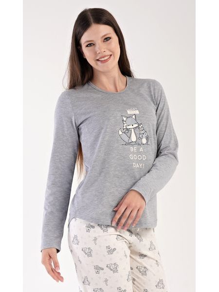 Dámské pyžamo dlouhé Forest party - šedá