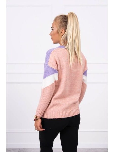 Svetr s geometrickými vzory, fialová + světle růžová