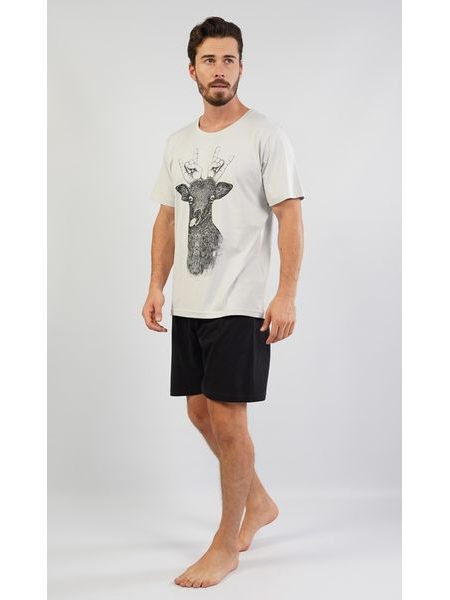 Pánské pyžamo šortky Jelen - šedá