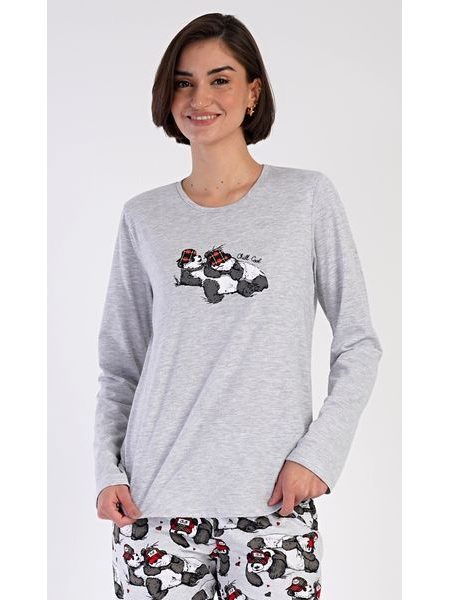 Dámské pyžamo dlouhé Enjoy - světle šedá