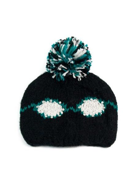 Čepice s bambulí černo-barevné
