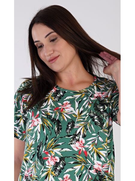 Dámská noční košile s krátkým rukávem Michelle - smaragdová