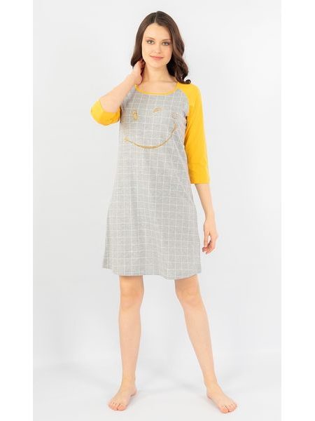 Dámská noční košile s tříčtvrtečním rukávem Úsměv - šedá