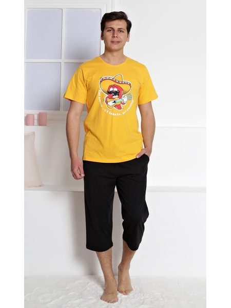 Pánské pyžamo kapri Mexiko - žlutá