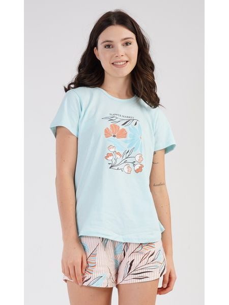 Dámské pyžamo šortky Melissa - mentolová